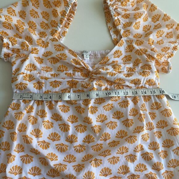 J. Crew Factory Orange Floral Puff-Sleeve Twist-Front Midi Dress Size 8 - Picture 13 of 15